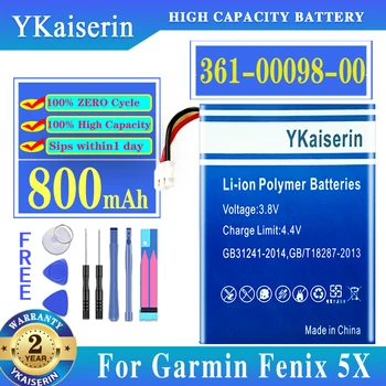 Аккумулятор YKaiserin 800 мАч для спортивных часов GARMIN Fenix 5X Fenix5x с GPS Batteria + Трек-код
