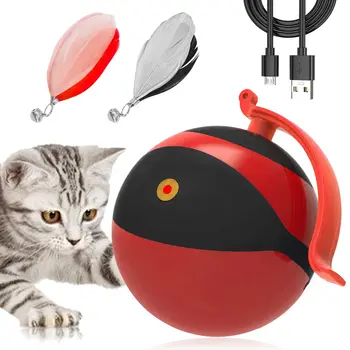 Автоматический движущийся шарик, связка перьев, котенок, интерактивные, умные электрические игрушки-дразнилки, USB-перезаряжаемые игрушки для охоты