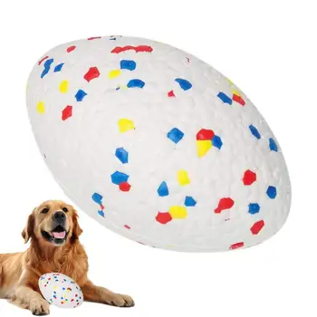 Игрушки для жевания собак, резиновый скрипучий мяч в форме регби, прочный, прочный, легко моющийся Интерактивный мяч для жевания собак для собак среднего размера