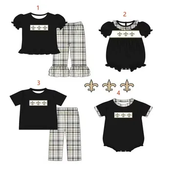 Самый популярный модный комплект шорт для новорожденных девочек в черно-белую клетку Mardi gras для новорожденных с короткими рукавами для маленьких девочек