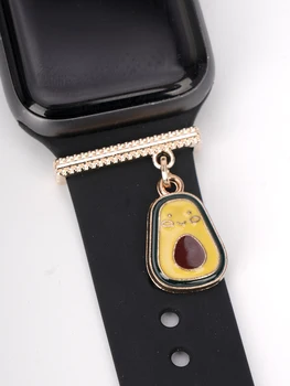Мультяшный ремешок с авокадо-шармом, декоративное кольцо для Apple Watch, силиконовый ремешок, декоративные ювелирные аксессуары