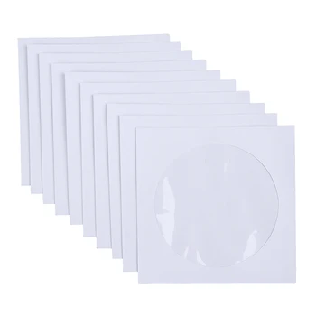 Конверты Для Хранения Прозрачного Окошка С Клапаном, Белый Сложенный Бумажный Пакет 10/50шт, Бумажные Рукава для CD-DVD-Дисков 12,5 см