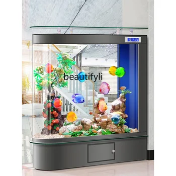 Усовершенствованный аквариум для рыб в гостиной с небольшим экологическим экраном, Стеклянная U-образная перегородка, Рыбный шар
