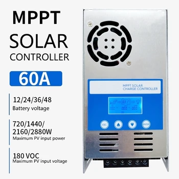 60 Ампер MPPT Контроллер Заряда Солнечной Батареи 12V 24V 36V 48V 60A Регулятор Панели Солнечных Батарей Для Литиевых/Свинцово-Кислотных/Герметичных/ Затопленных /Гелевых Батарей