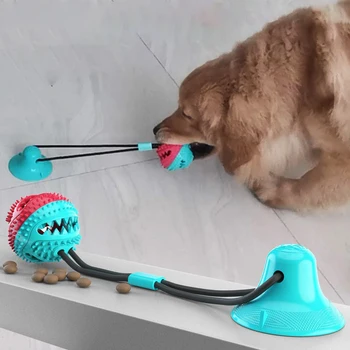 Игрушки для собак Силиконовая присоска для перетягивания Интерактивный собачий мяч Игрушка для домашних животных Жевание Укус Чистка зубов Зубная щетка Кормление зоотовары