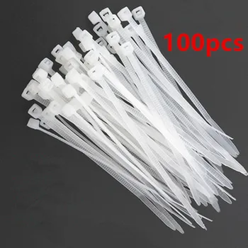 100шт нейлоновые кабельные стяжки 3*100 мм длиной 80/120/150/200 мм самоблокирующиеся пластиковые нейлоновые кабельные стяжки белый черный Провод аксессуары