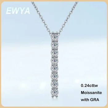EWYA Real 0.24cttw 2 мм Полное Ожерелье с Подвеской из Муассанита для Женщин S925 Silver Pass Diamond Test Neck Chain Ожерелья Оптом