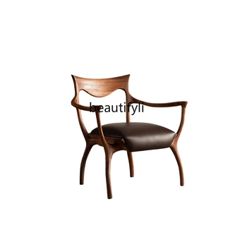 Итальянское легкое Роскошное Деревянное кресло для отдыха, Одноместный диван, Современное минималистичное кресло для балкона с откидной спинкой