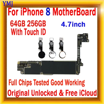Оригинальная Разблокированная Материнская плата для iPhone 8 64 ГБ 256 ГБ В комплекте Для iPhone 8 4,7-дюймовая Материнская плата Без / С логической платой Touch ID