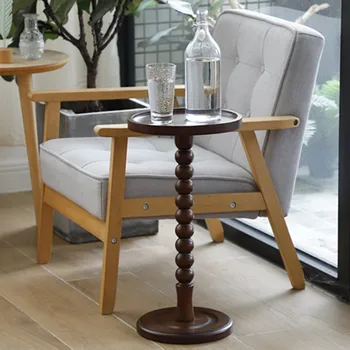 Круглый обеденный журнальный столик, Маленькие минималистичные журнальные столики из низкой древесины, Современный дизайн, мебель для гостиной в скандинавском стиле