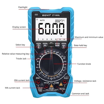 Цифровой мультиметр Инструменты электрика Измеритель температуры и индуктивности