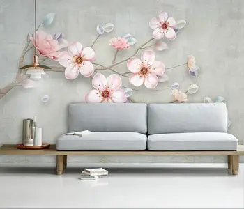 изготовленные на заказ Европейские фотообои с розовым цветком для украшения стен гостиная ТВ фон 3D Настенная роспись украшения стен гостиная