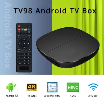 Новейшая телеприставка TV98 для квадроциклов 4K с двойным WIFI 1G 8G Android 13,0 OS Оригинальный smart TV Box с голосовым пультом дистанционного управления H96 MAX