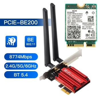PCIE Wifi Адаптер Для Intel BE200 WiFi 7 8774 Мбит/с Bluetooth 5,4 Беспроводная Сетевая карта Игровой ПК 2,4 G/5G/6 ГГц Для Win10/Win11