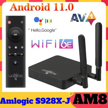 UGOOS Amlogic S928X-J AM8 TV BOX Android 11.0 LPDDR4 4GB 32GB AV1 WiFi6E BT5.3 1000M Android 11 8K медиаплеер BT Voice Remote