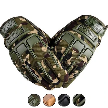 Тактические защитные военные перчатки с полными пальцами Для тренировок, боев, езды на велосипеде на открытом воздухе, Камуфляжные перчатки для мужчин и женщин W24