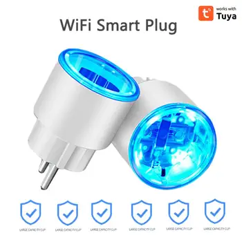 Интеллектуальная розетка Tuya WiFi Smart Plug с дистанционным голосовым управлением 16A EU RGB с монитором питания Для работы с Alexa Home