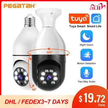 Умная Wifi-камера PEGATAH Tuya, цветная HD-камера с лампочкой 1080P, Беспроводная IP-камера ночного видения для защиты дома в помещении