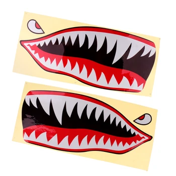 2 Части водонепроницаемых наклеек с изображением акульей пасти, Рыбацкая лодка, каноэ, автомобиль, грузовик