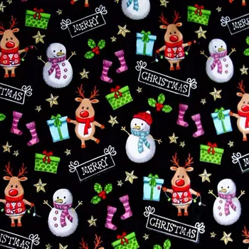 Изысканный Рождественский Подарок Снеговик Экологическая Печать и Окрашивание 100% Хлопчатобумажной Ткани 50x70cm X'mas Fabric Patch Work Cloth Dres