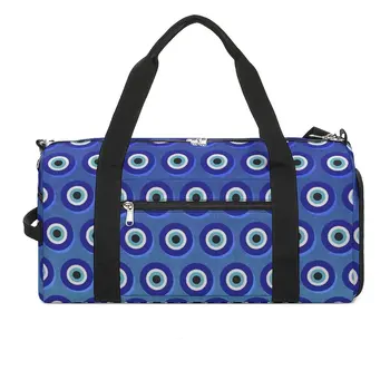 Спортивная сумка Evil Eye с принтом голубых глаз, спортивные сумки для плавания, мужская большая сумка для фитнеса в стиле ретро, оксфордские сумки на заказ