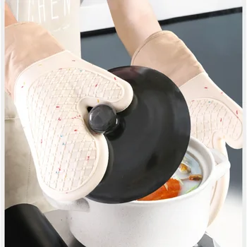 Перчатки для микроволновой печи, теплоизоляционные силиконовые хлопчатобумажные перчатки для выпечки, прихватка для духовки, коврик для кастрюли, нескользящая подставка для гриля, зажим для рук для кухни