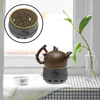 Грелка для чая Металлический нагреватель для чайника С восковой подсветкой Грелки из фиолетовой глины на основе Tealight для