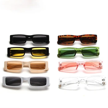 Маленькие солнцезащитные очки для мужчин и женщин, винтажные солнцезащитные очки в прямоугольной узкой оправе, женские модные солнцезащитные очки для улицы UV400