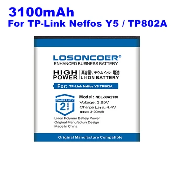 0 Циклов 100% Новый Аккумулятор LOSONCOER NBL-39A2130 3100mAh Для Замены Аккумуляторов Мобильных Телефонов TP-Link Neffos Y5/TP802A