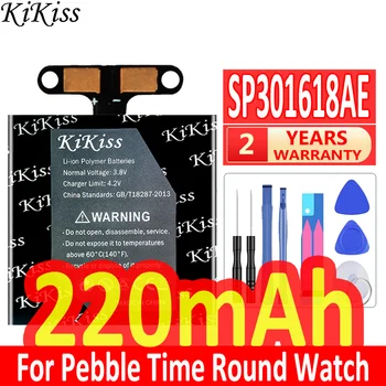 Мощный аккумулятор KiKiss SP301618AE емкостью 220 мАч для круглых часов Pebble Time