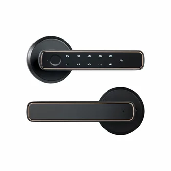 Дверной замок Tuya Bluetooth Smart с отпечатком пальца и паролем, механический ключ для открывания деревянной двери с одной ручкой Smartlife M4