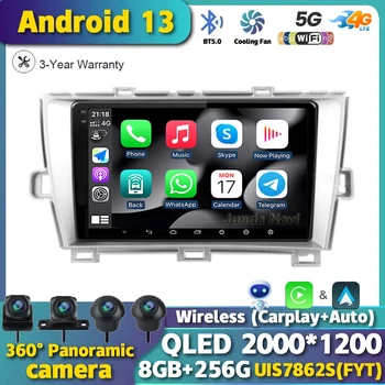 Android 13 Авто Радио Стерео Для Toyota Prius 3 XW30 2009 - 2015 LHD RHD Мультимедийный Видеоплеер Навигация GPS Carplay QLED