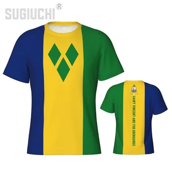 Облегающая спортивная футболка С Флагом Сент-Винсента И Гренадин 3D Для мужчин И Женщин, Футболки, Джерси, Футбольные Фанаты, Патриотическая Футболка