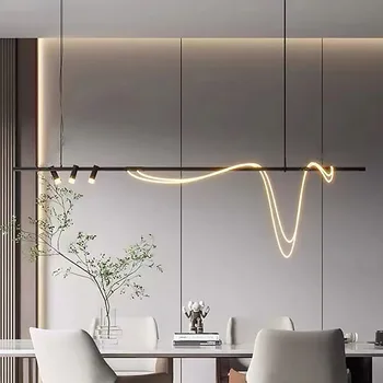 Минималистичные светодиодные подвесные люстры черного цвета для стола Столовая Кухня Декор бара Подвесные Дизайнерские лампы