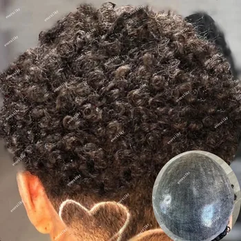 15 мм Кудрявый мужской парик Супер Прочный Полностью из тонкой кожи PU Инъекционный Парик из Микрокожи Капиллярный Протез из 100% человеческих волос Дешевая система