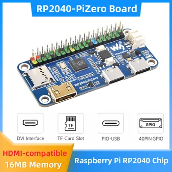 RP2040-Плата разработки PiZero на базе Raspberry Pi RP2040 16 МБ Флэш-памяти 2 x порта Type C, совместимого с Mini HDMI, Слот для карт TF