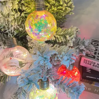 Рождественский Елочный орнамент, Рождественский шар, огни, Прозрачная Рождественская люминесцентная лампа, Подвесная Круглая Светодиодная подсветка, Принадлежности для вечеринок