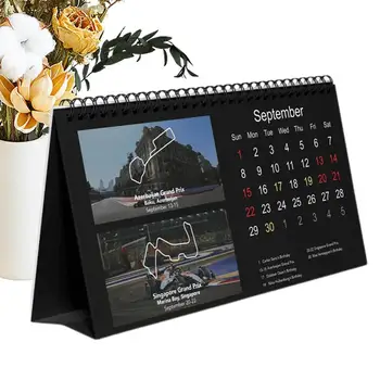Настольный календарь гонок Формулы-1 на 2024 год, Календарь гоночных автомобилей Формулы-1, Двухпроводная привязка, Простое планирование, тематический календарь гонок для офиса, домашнего рабочего стола.