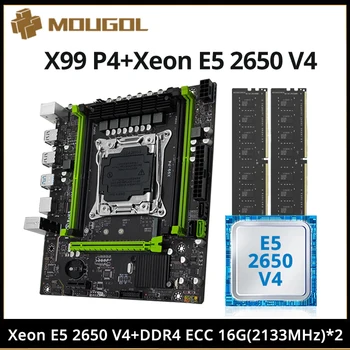 MOUGOL Новая Игровая Материнская плата X99 с Процессором Intel Xeon E5 2650 V4 CPU и DDR4 16Gx2 2133 МГц ECC RAM для Настольного Компьютера
