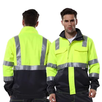 Мужская рабочая одежда Куртка Куртка повышенной видимости Hi Vis Рабочая одежда Двухцветная куртка светоотражающая куртка Строительное здание