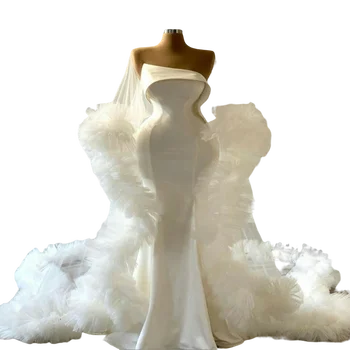 Скромные атласные свадебные платья русалочки с запахом без бретелек, платья знаменитостей на красной дорожке 2023