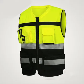 Светоотражающий жилет безопасности L-Xxl, большой размер, высокая видимость, передние карманы на молнии, Защитная велосипедная одежда для склада