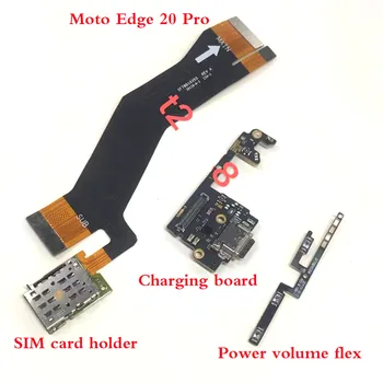 Для Motorola Edge 20 Pro Слот для гнезда держателя sim-карты и платы зарядки, а также для регулировки громкости Flex Canle Original