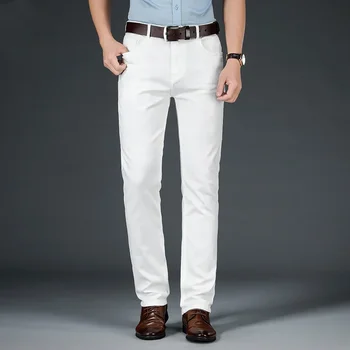 2023 Новые весенне-летние джинсы Мужская мода Повседневная Классический стиль Деловой Прямой крой Мягкие брюки Мужские Продвинутые Белые брюки 40