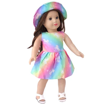 18-дюймовая кукла для новорожденных девочек, кукольная одежда, газовая юбка с единорогом, платье, 43 см, кукольное пальто, Брюки, Детские игрушки, Аксессуары, Подарок для девочек