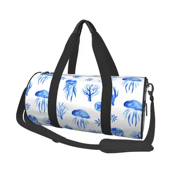 Медузы, кораллы, звезды синего цвета, спортивные сумки, модный багаж, спортивная сумка с обувью, сумки в стиле ретро, Мужская сумка для фитнеса на открытом воздухе на заказ