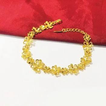 MxGxFam Браслет Chian с полными цветами для женщин, модные ювелирные изделия из чистого Золота 24 Карат, кассетный дизайн