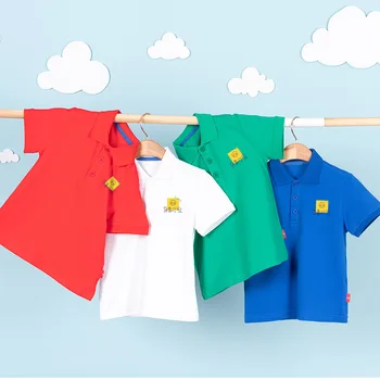 Летняя футболка для маленьких мальчиков, рубашки поло с коротким рукавом для мальчиков, детская однотонная футболка с улыбающимся лицом, детская верхняя одежда для мальчиков, Корея, 10 лет