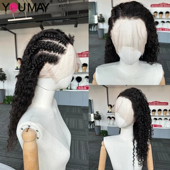 Кудрявый парик из человеческих волос с плетением сбоку из вьющихся волос с плетением бразильских волос Remy для чернокожих женщин Youmay Virgin