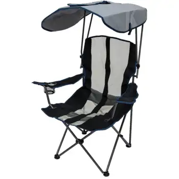 Оригинальное кресло Kelsyus с балдахином - складное кресло для кемпинга, выхода из багажника и мероприятий на открытом воздухе - темно-синяя полоса